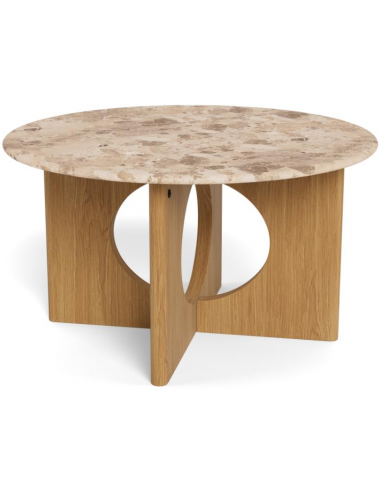 sofabord eg træ egetræ marmor beige design rundt