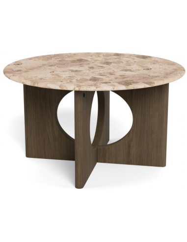 sofabord eg træ egetræ marmor beige design rundt