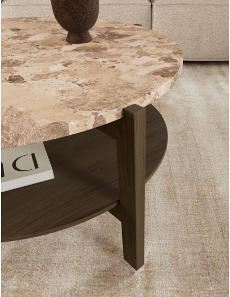 sofabord eg træ egetræ marmor beige design rundt