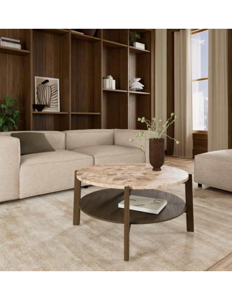 sofabord eg træ egetræ marmor beige design rundt