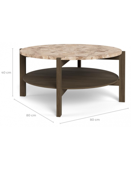 sofabord eg træ egetræ marmor beige design rundt