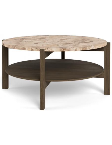 sofabord eg træ egetræ marmor beige design rundt
