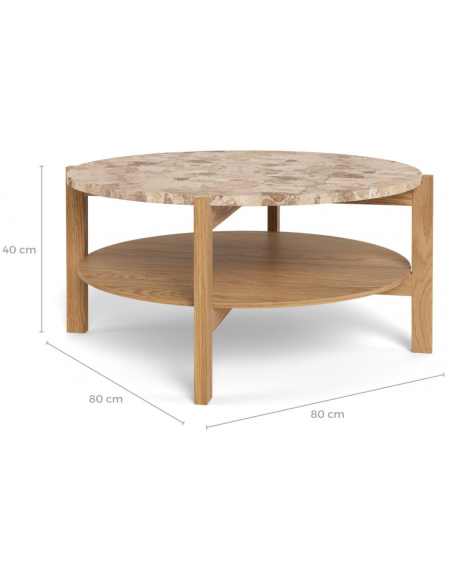 sofabord eg træ egetræ marmor beige design rundt