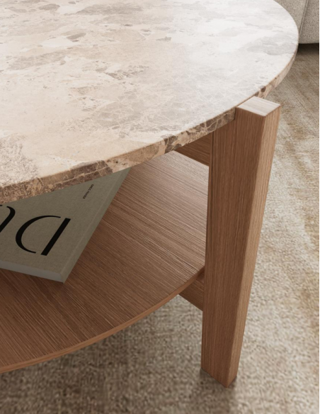 sofabord eg træ egetræ marmor beige design rundt