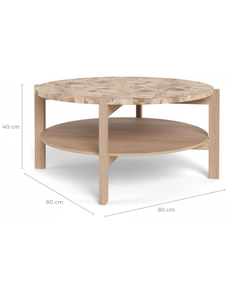 sofabord eg træ egetræ marmor beige design rundt
