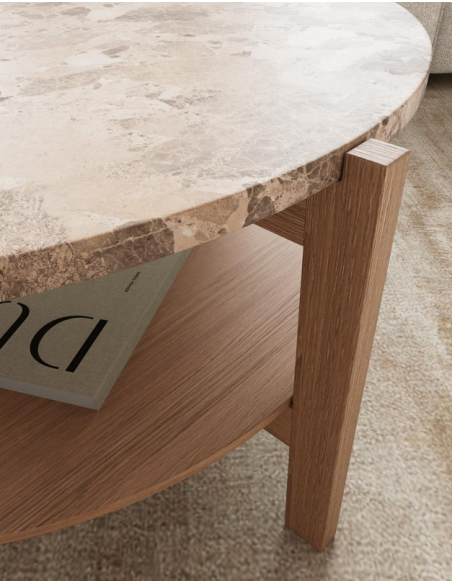 sofabord eg træ egetræ marmor beige design rundt