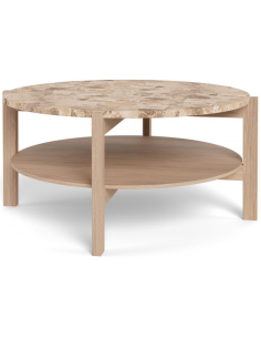 sofabord eg træ egetræ marmor beige design rundt