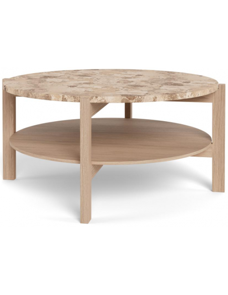 sofabord eg træ egetræ marmor beige design rundt