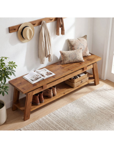 bænk entre garderobe soveværelse moderne design skobænk træ 2