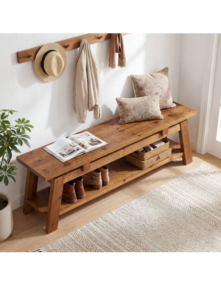 bænk entre garderobe soveværelse moderne design skobænk træ