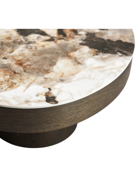 organisk sofabord brun træ design marmor keramik