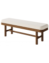Bænk i gummitræ og fluffy polyester 140 x 35 cm - Brun/Cremehvid