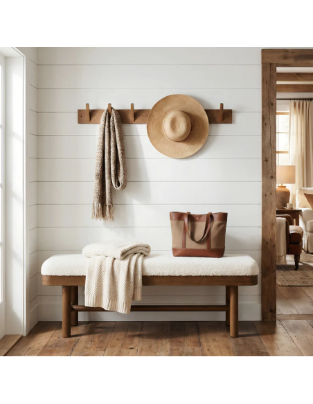 bænk entre garderobe soveværelse moderne design skobænk træ