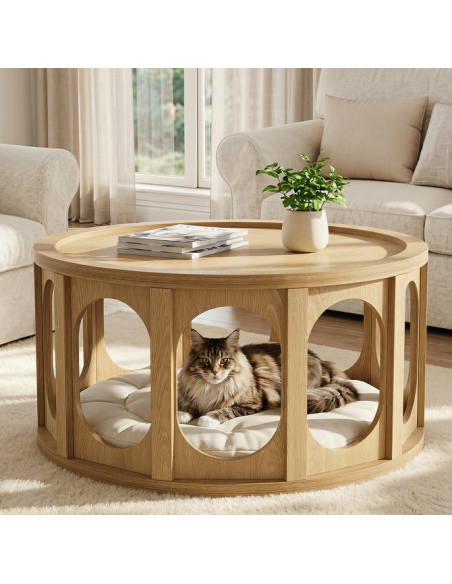 sofabord træ moderne design indretning opbevaring hylde rundt