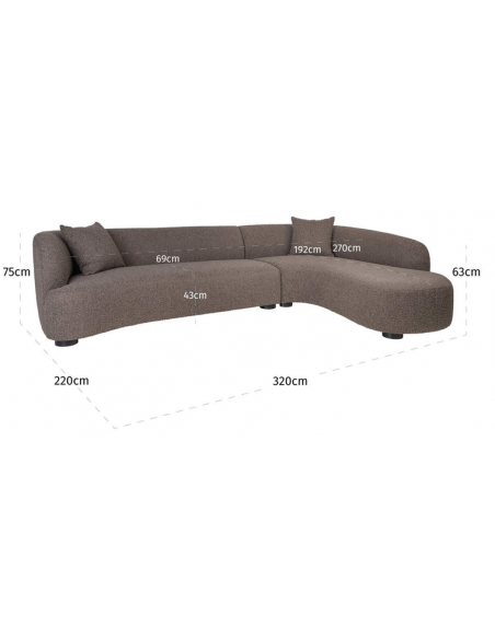 sofa chaiselong chaiselongsofa boucle brun stof moderne design