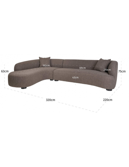 sofa chaiselong chaiselongsofa boucle brun stof moderne design