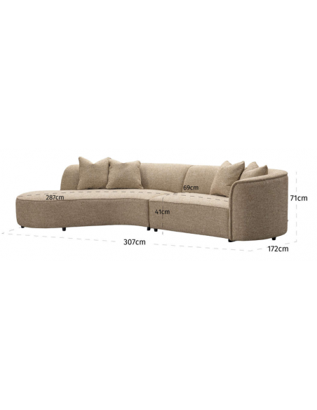 sofa chaiselong chaiselongsofa boucle sand beige stof moderne design