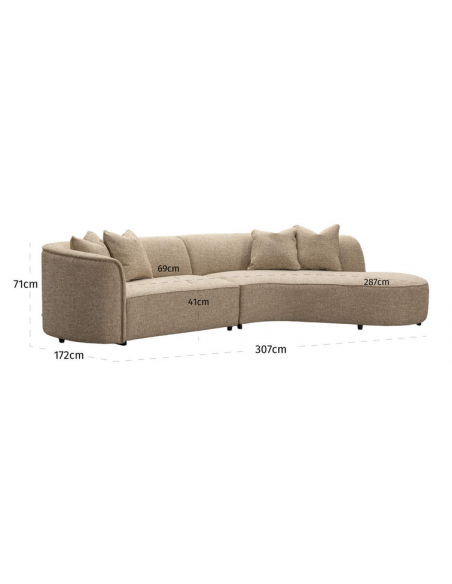 sofa chaiselong chaiselongsofa boucle sand beige stof moderne design