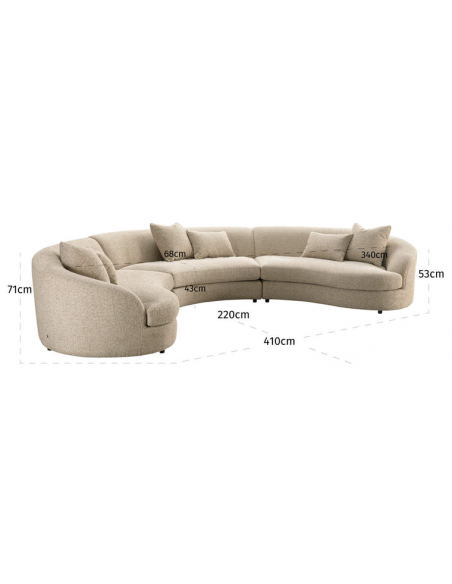 sofa stof moderne design natur beige stor bred flyder luksus hjørnesofa
