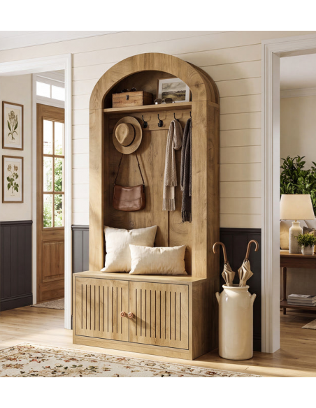 Garderobe skoskab træ billigt entre eg natur