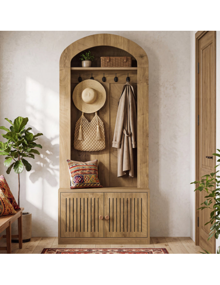 Garderobe skoskab træ billigt entre eg natur