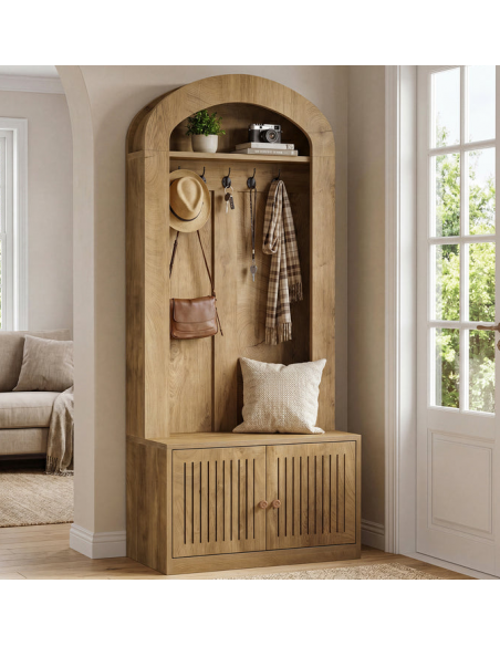 Garderobe skoskab træ billigt entre eg natur