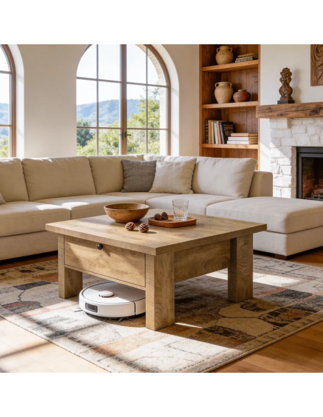 sofabord træ moderne design indretning opbevaring hylde skuffe
