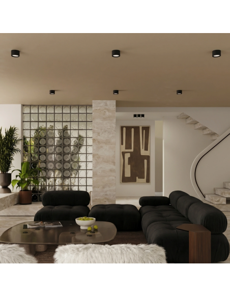 påbygningsspot rund køkken stue spot loft loftspot led sort