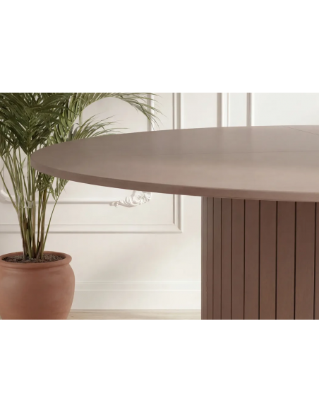 Rundt spisebord beige 180 moderne design træ stort