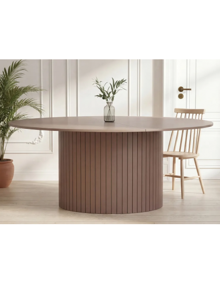 Rundt spisebord beige 180 moderne design træ stort
