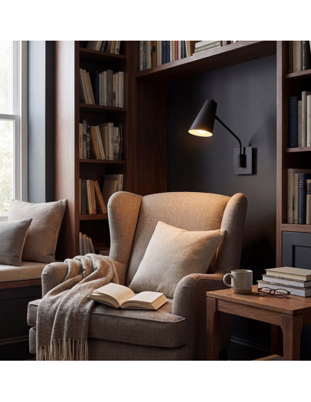 væglampe moderne design sort soveværelse sengelampe