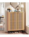 Skoskab i metal og MDF H110 x B85 x D35 cm - Sort/Natur