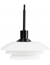 DL20 Pendellampe i metal og opalglas Ø20 cm 1 x G9 LED - Mat sort/Opalhvid