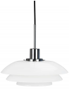 DL31 Pendellampe i metal og opalglas Ø31 cm 1 x E27 LED - Krom/Opalhvid