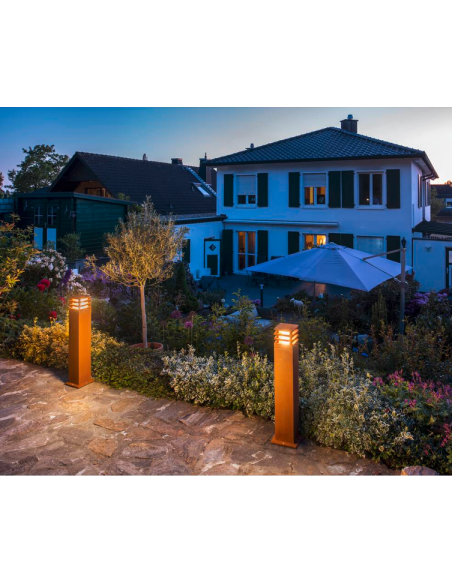 Bedlampe led udendørslamper havelamper indkørsel corten rust rustbrun brun stål