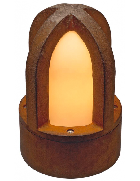 Bedlampe sokkel sokkellampe halvmur udendørslamper havelamper indkørsel corten rust rustbrun brun stål