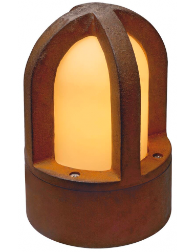 Bedlampe sokkel sokkellampe halvmur udendørslamper havelamper indkørsel corten rust rustbrun brun stål