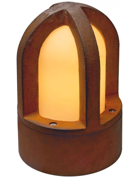Bedlampe sokkel sokkellampe halvmur udendørslamper havelamper indkørsel corten rust rustbrun brun stål