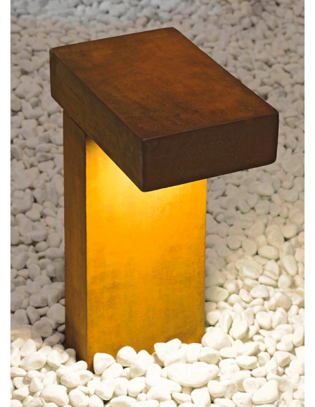 Bedlampe sokkel sokkellampe halvmur udendørslamper havelamper indkørsel corten rust rustbrun brun stål