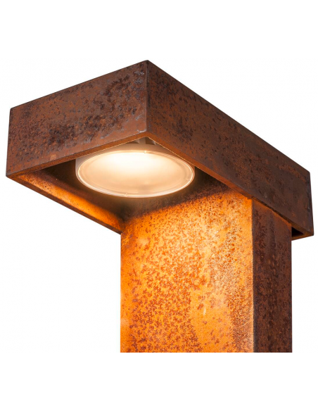 Bedlampe sokkel sokkellampe halvmur udendørslamper havelamper indkørsel corten rust rustbrun brun stål