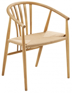 Spisebordsstol med armlæn træ stof nordisk skandinavisk dansk design eg egetræ