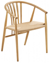 Spisebordsstol med armlæn i egetræ og rattanflet H78 cm - Eg/Natur