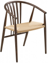Spisebordsstol med armlæn i egetræ og rattanflet H78 cm - Smoked/Natur