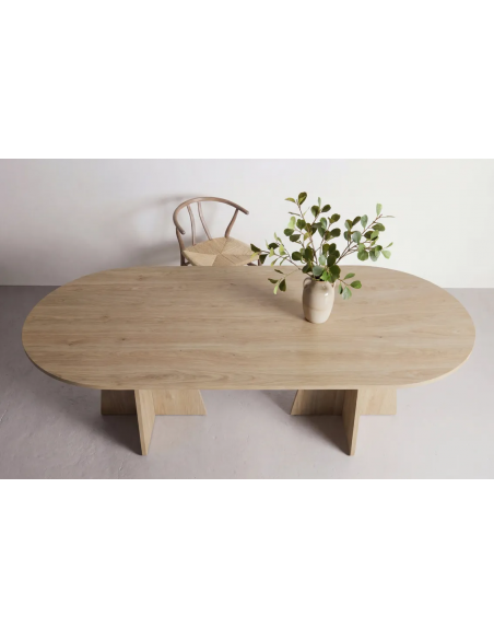 Ovalt spisebord træ eg moderne design