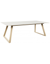 ESTELLE Spisebord i stål og sten H75 x B200 x D90 cm - Mat guld/Beige marmor