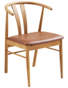 TENARA Spisebordsstol med armlæn i egetræ og PU-læder H77 cm - Eg/Brun
