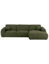 CLYDE Højrevendt chaiselongsofa i polyester 300 x 177 cm - Meleret olivengrøn