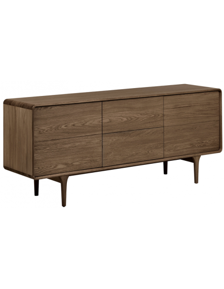 skænk træ egetræ massiv brun mørkebrun design retro nordisk dansk skuffer skabe