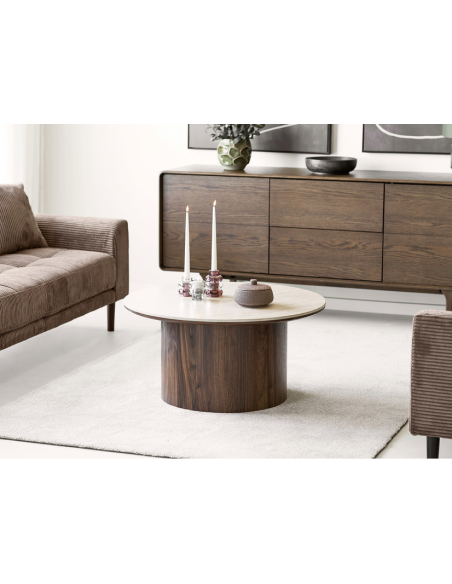 skænk træ egetræ massiv brun mørkebrun design retro nordisk dansk skuffer skabe