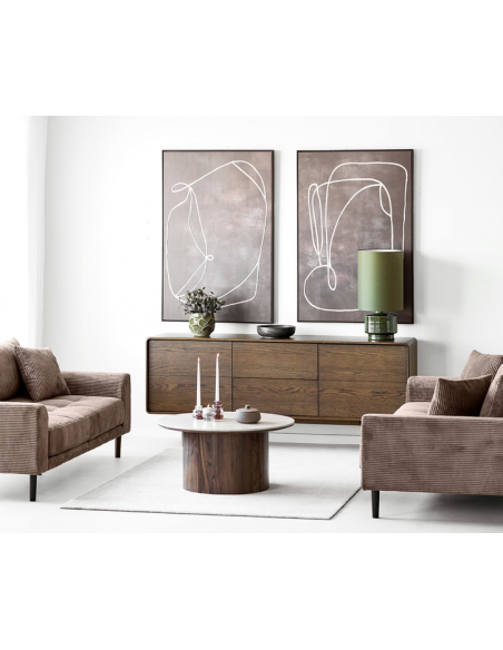 skænk træ egetræ massiv brun mørkebrun design retro nordisk dansk skuffer skabe